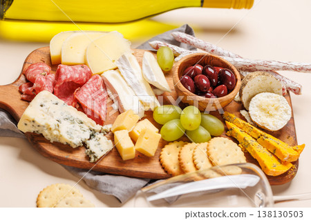 Antipasto platter with cheese and meats 138130503