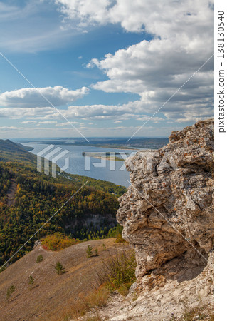 Volga River view from hills in central Russia 138130540
