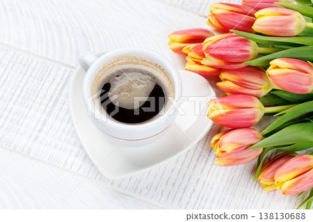Coffee and fresh tulips Coffee and fresh tulips 138130688
