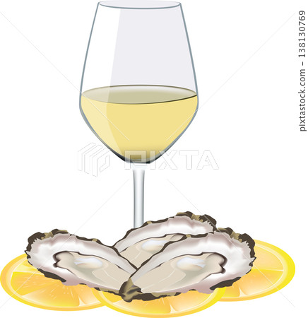 glass of wine with oysters 138130769