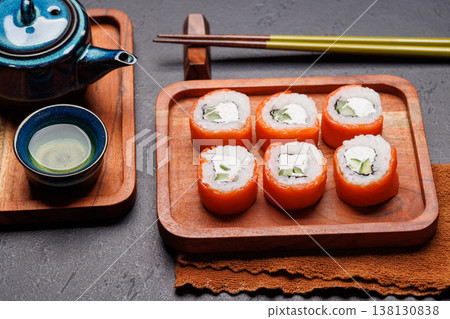 Sushi set with tea and small teapot 138130838