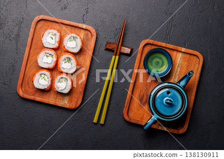 Sushi set with tea and small teapot Sushi set with tea and small teapot 138130911