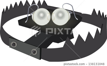 Bear trap with two light bulbs acting as bait in a conceptual illustration Bear trap with two light bulbs acting as bait in a conceptual illustration 138131048