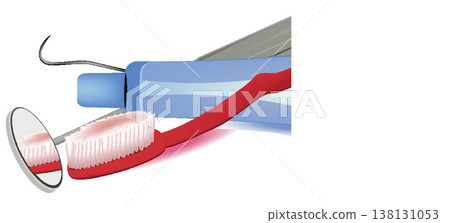 Dentist tools showing oral hygiene importance for healthy teeth 138131053