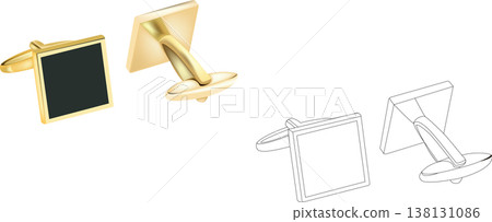 Gold cufflinks for men's shirt- Gold cufflinks for men's shirt- 138131086