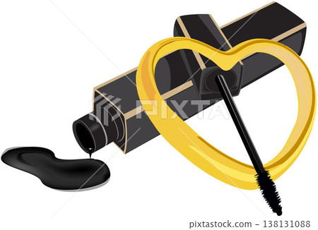 Love makeup concept - mascara with heart shape Love makeup concept - mascara with heart shape 138131088