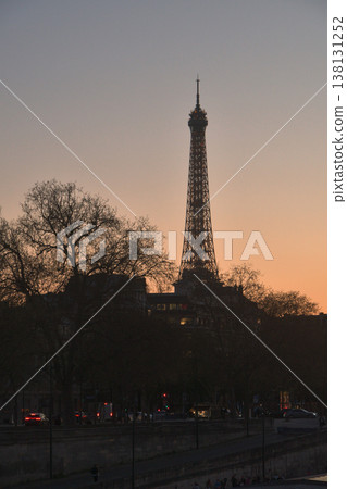 A view of the sunset during magic hour from the Pont Alexandre III, Paris, March 18, 2026. 138131252