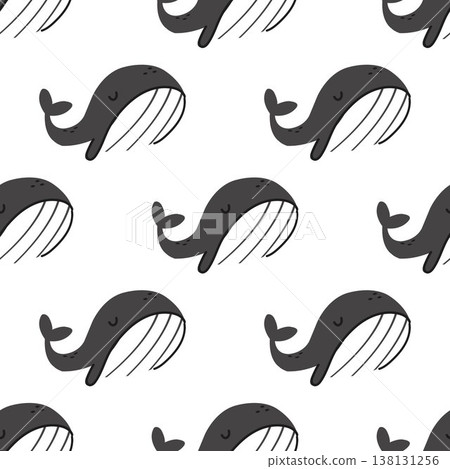 Cute seamless pattern with whales on a clear background. Perfect for packaging, textile, stationary and children's products. Cute seamless pattern with whales on a clear background. Perfect for packaging, textile, stationary and children's products. 138131256