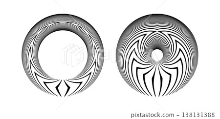 Abstract Circle Design Elements with 3D Illusion Effect. 138131388
