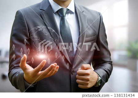 Businessman sees global links Businessman sees global links 138131434