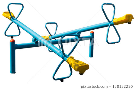 This seesaw is designed for kids to enjoy outdoor play at parks. It has bright blue bars and yellow seats. Perfect for swinging back and forth with friends under the sun This seesaw is designed for kids to enjoy outdoor play at parks. It has bright blue bars and yellow seats. Perfect for swinging back and forth with friends under the sun 138132250