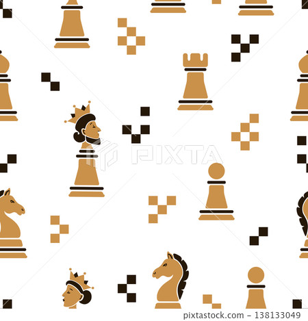 Chess pieces seamless pattern. Strategy game vector illustration 138133049