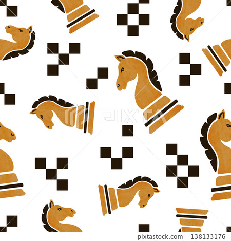 Chess knight piece seamless pattern. Strategy game vector illustration Chess knight piece seamless pattern. Strategy game vector illustration 138133176