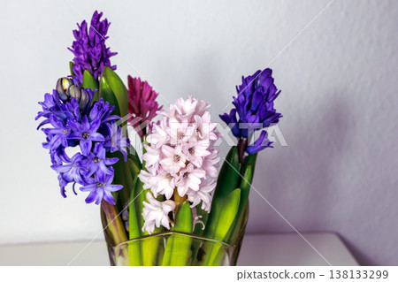 Easter floral background with hyacinth flowers and copy space. Easter floral background with hyacinth flowers and copy space. 138133299