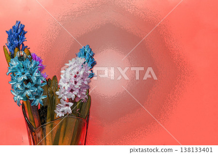 Creative easter floral design with colorful abstract background. Creative easter floral design with colorful abstract background. 138133401