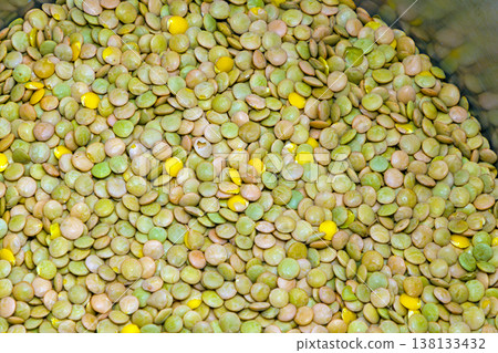 Raw lentils in pot 138133432