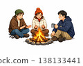 一個男人和一個女人在露營地生營火 138133441