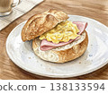 Scrambled egg and ham sandwich 138133594