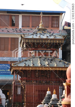 Kaas Swayambhu, a Buddhist temple stupa in a square in Kathmandu, Nepal Kaas Swayambhu, a Buddhist temple stupa in a square in Kathmandu, Nepal 138133663
