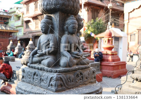 Kaas Swayambhu, a Buddhist temple stupa in a square in Kathmandu, Nepal Kaas Swayambhu, a Buddhist temple stupa in a square in Kathmandu, Nepal 138133664