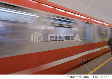Conveying Sense Of Urgency Through Speeding Subway With Stark Lighting And Urban Surroundings Conveying Sense Of Urgency Through Speeding Subway With Stark Lighting And Urban Surroundings 138134146