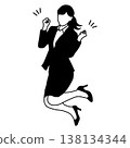 Silhouette illustration of a woman jumping for joy 138134344