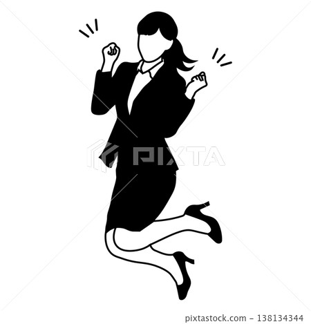 Silhouette illustration of a woman jumping for joy Silhouette illustration of a woman jumping for joy 138134344