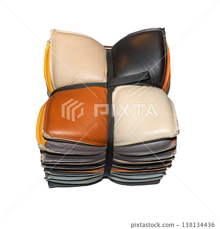 Leather pillows tied in a bow Leather pillows tied in a bow 138134436
