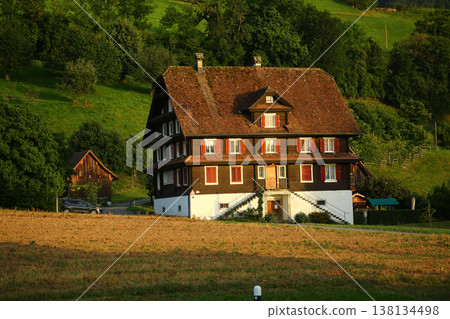 Swiss Alps Landscape with Mountains and Lake Swiss Alps Landscape with Mountains and Lake 138134498
