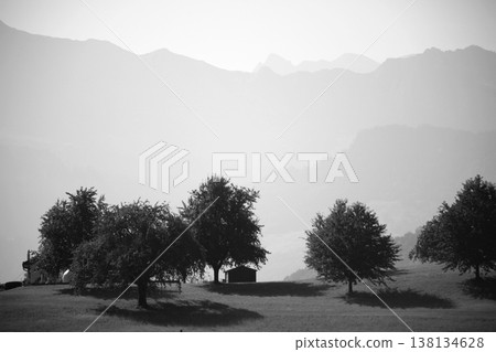 Swiss Alps Landscape with Mountains and Lake Swiss Alps Landscape with Mountains and Lake 138134628