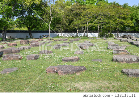 Foundation stones of Okayama Castle's keep Foundation stones of Okayama Castle's keep 138135111