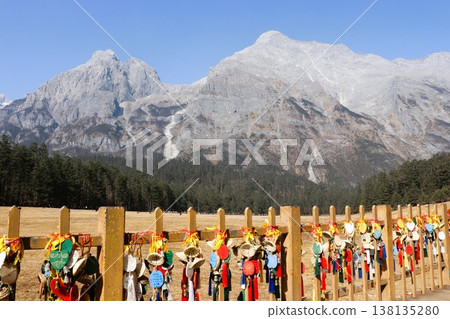 A grand panorama on a clear early spring day: Jade Dragon Snow Mountain, Yunnan Province, China, Asia 138135280