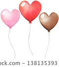Heart-shaped balloon, Valentine's Day theme, watercolor illustration 138135393