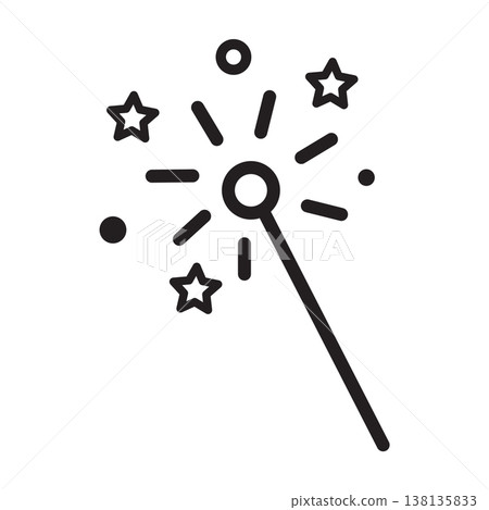 Fireworks Sparkler Icon with Stars and Burning Tip Fireworks Sparkler Icon with Stars and Burning Tip 138135833