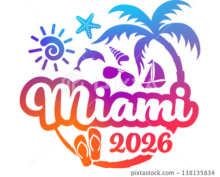 Miami Florida 2026 with Vacation and Trip Elements - Palm Tree Sunglasses Dolphin Miami Florida 2026 with Vacation and Trip Elements - Palm Tree Sunglasses Dolphin 138135834