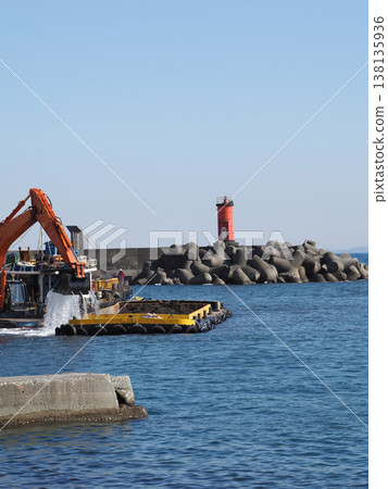 Dredging work in the bay Dredging work in the bay 138135936