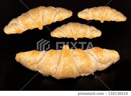 Butter croissants on metal tray Butter croissants on metal tray 138136018