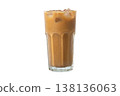 Asian Iced coffee on glass cup isolated white background 138136063