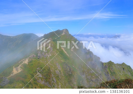 A mountain floating in the sea of clouds A mountain floating in the sea of clouds 138136101