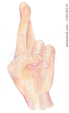 Watercolor illustration, hand-drawn illustration, hand illustration, wishing good luck Watercolor illustration, hand-drawn illustration, hand illustration, wishing good luck 138136137