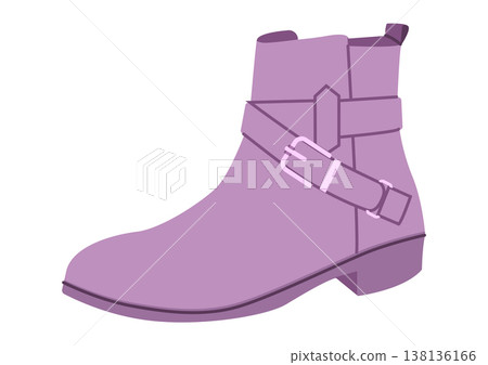 Purple harness boot women color flat. Strap detail ankle boot for fashion forward wardrobe and festival season Technical Purple harness boot women color flat. Strap detail ankle boot for fashion forward wardrobe and festival season Technical 138136166