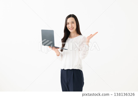 A woman with a laptop 138136326