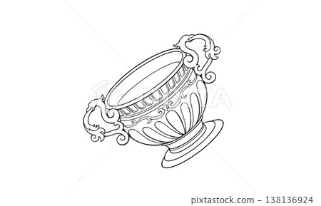 以線條畫形式描繪巨爵座中的一個杯子。 以線條畫形式描繪巨爵座中的一個杯子。 138136924