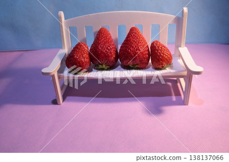 Strawberries on a white chair 138137066