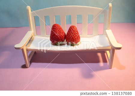 Strawberries on a white chair 138137080