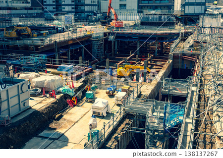 Scene from a large-scale construction site in Ikebukuro, currently undergoing redevelopment. 2026.02 a-3 Warm and cool color emphasis Scene from a large-scale construction site in Ikebukuro, currently undergoing redevelopment. 2026.02 a-3 Warm and cool color emphasis 138137267