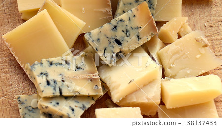 Cheese selectyion on wooden board 138137433