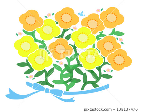 Blue flower illustration and white cloudy frame material (transparent PNG) decorative parts Blue flower illustration and white cloudy frame material (transparent PNG) decorative parts 138137470