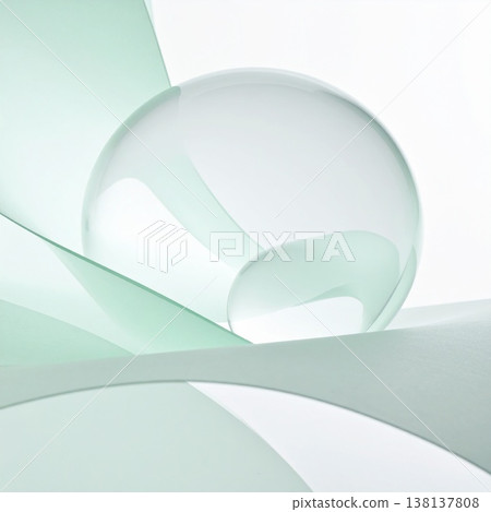 由清晰的綠色漸層和透明球體構成的奇幻背景。簡潔而充滿未來感的抽象設計元素。 138137808