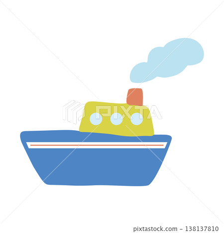 簡單的船隻圖示插圖，可用作交通運輸插圖。 138137810
